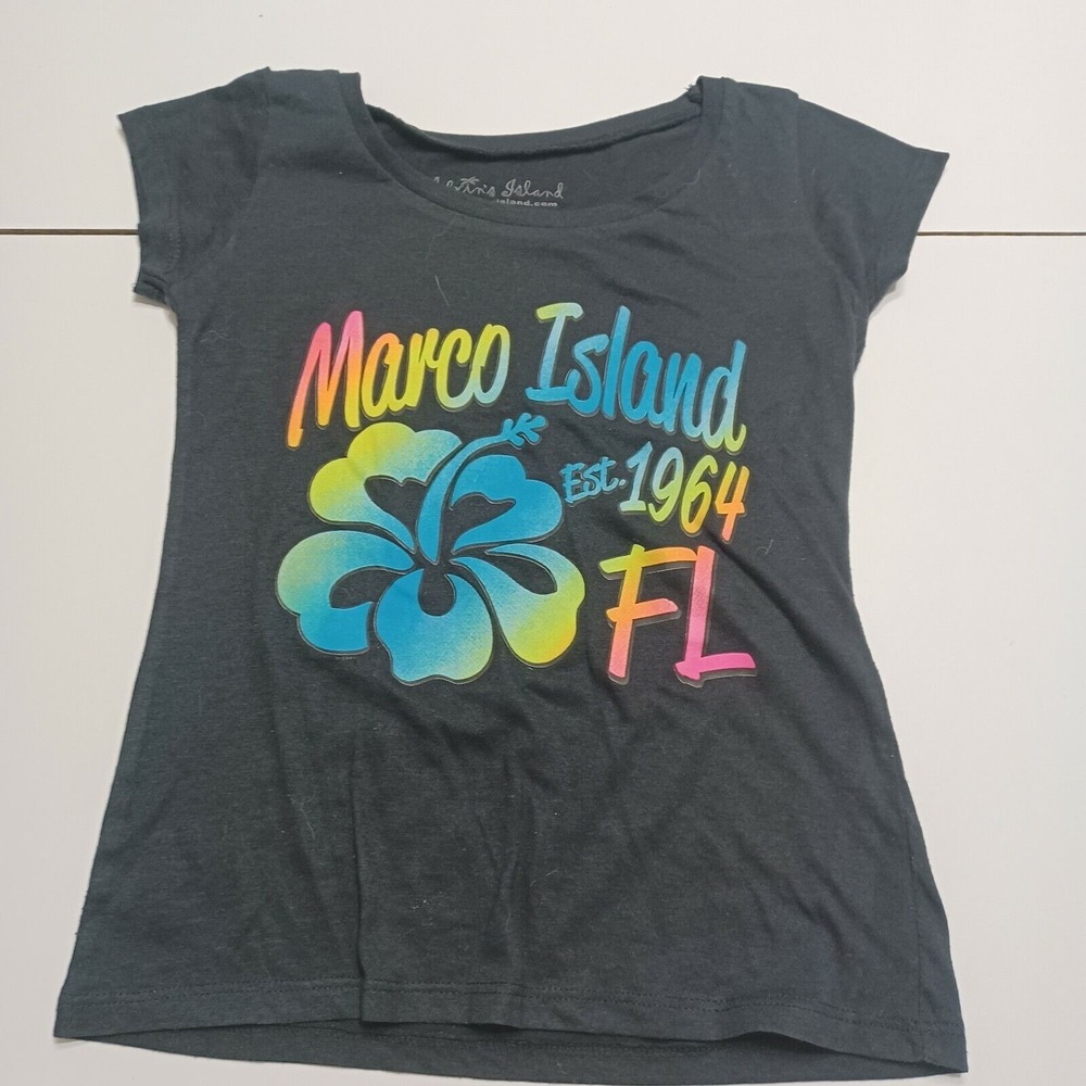AlvinsIsland Marco Island Girls Pullover T-Shirt Black Scoop Neck Cotton Blend L